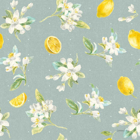 Floursack Lemon Pattern III White Modern Wood Framed Art Print by Nai, Danhui