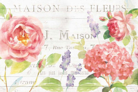 Maison Des Fleurs I Black Ornate Wood Framed Art Print with Double Matting by Nai, Danhui