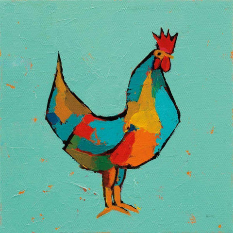 The Strutter White Modern Wood Framed Art Print by Adams, Phyllis