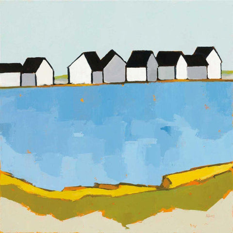 A Summers Day White Modern Wood Framed Art Print with Double Matting by Adams, Phyllis