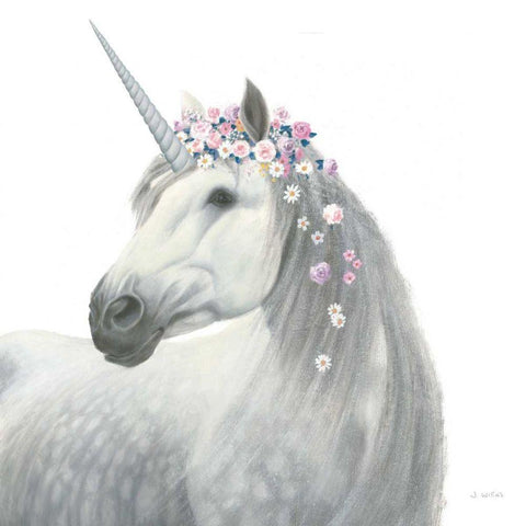 Spirit Unicorn II Sq Enchanted White Modern Wood Framed Art Print with Double Matting by Wiens, James