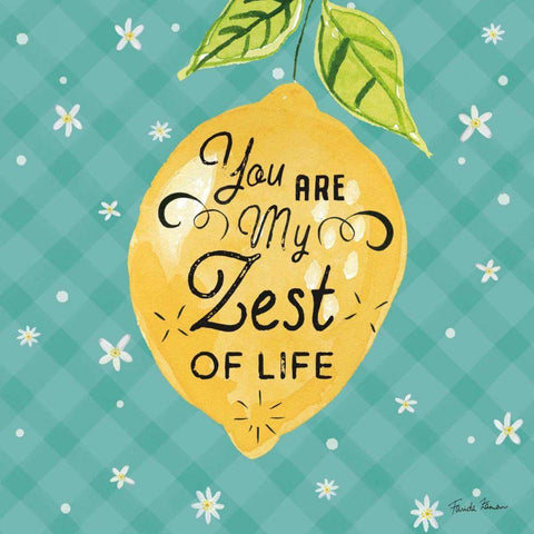 Mellow Yellow III Turquoise Black Ornate Wood Framed Art Print with Double Matting by Zaman, Farida