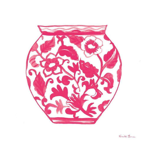 Chinoiserie I Pink White Modern Wood Framed Art Print by Zaman, Farida