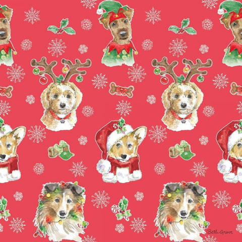 Holiday Paws Step 01C White Modern Wood Framed Art Print by Grove, Beth