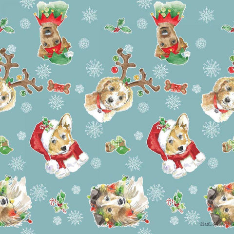 Holiday Paws Step 02B White Modern Wood Framed Art Print with Double Matting by Grove, Beth