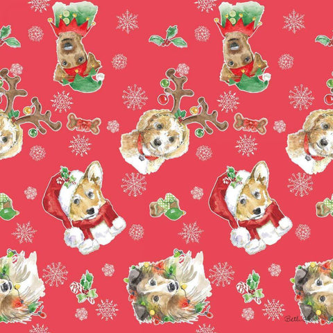 Holiday Paws Step 02C Gold Ornate Wood Framed Art Print with Double Matting by Grove, Beth