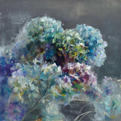 Abstract Hydrangea Dark White Modern Wood Framed Art Print by Nai, Danhui