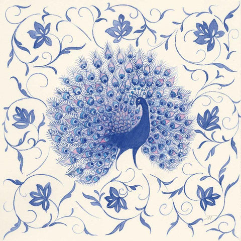Peacock Garden I Black Modern Wood Framed Art Print by Thomas, Miranda