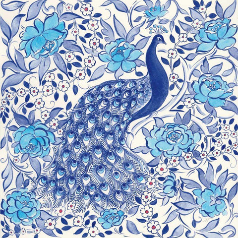 Peacock Garden III Black Modern Wood Framed Art Print by Thomas, Miranda