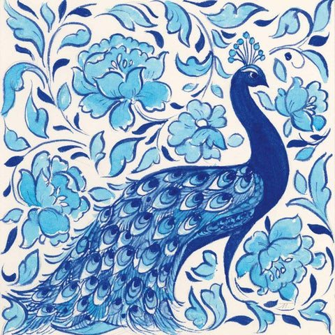 Peacock Garden IV Black Modern Wood Framed Art Print by Thomas, Miranda