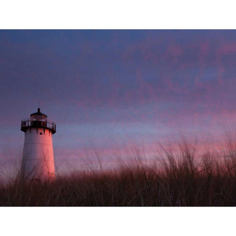 Lighthouse at Sunset Black Modern Wood Framed Art Print with Double Matting by Aledanda