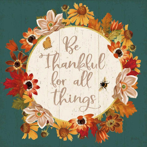 Fall Garden IV Teal Black Ornate Wood Framed Art Print with Double Matting by Pertiet, Katie