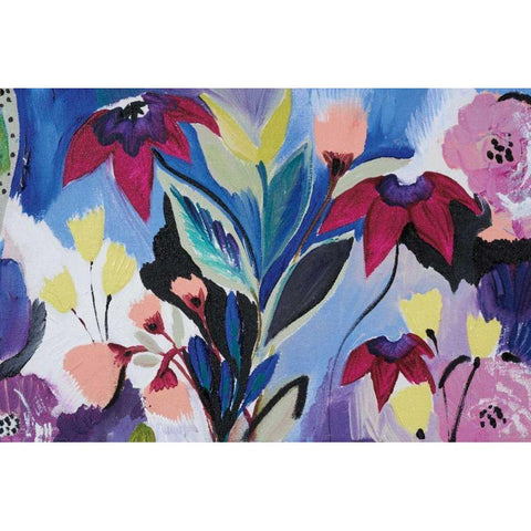 Happy Flower Bar II White Modern Wood Framed Art Print by Davis, Joan E.