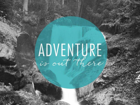 Adventure is Out There v2 Black Ornate Wood Framed Art Print with Double Matting by Marshall, Laura