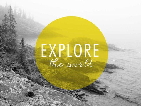 Explore the World v2 White Modern Wood Framed Art Print with Double Matting by Marshall, Laura