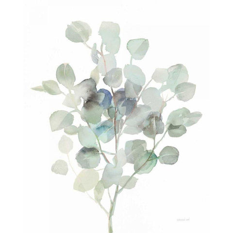 Eucalyptus III Cool White Modern Wood Framed Art Print by Nai, Danhui