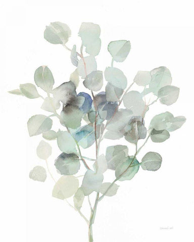 Eucalyptus III Cool White Modern Wood Framed Art Print with Double Matting by Nai, Danhui