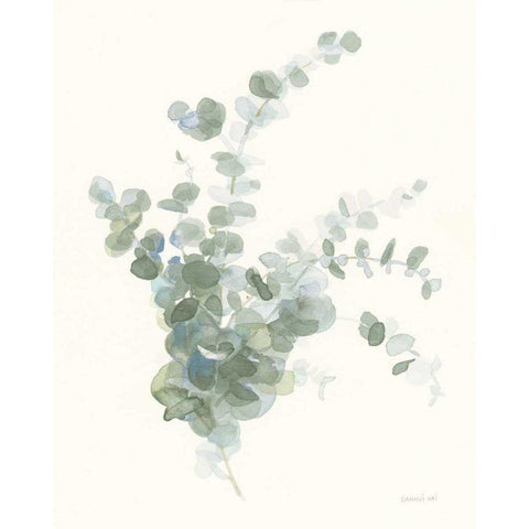 Scented Sprig II Cool White Modern Wood Framed Art Print by Nai, Danhui