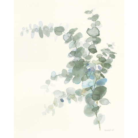 Scented Sprig III Cool White Modern Wood Framed Art Print by Nai, Danhui