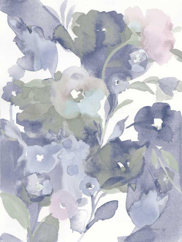 Jewel Garden I Blue White Modern Wood Framed Art Print with Double Matting by Nai, Danhui