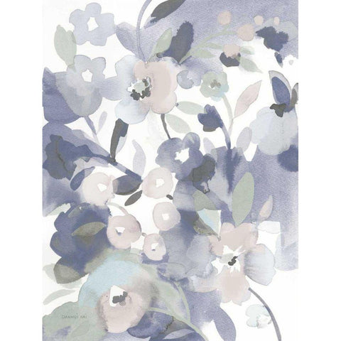 Jewel Garden II Blue White Modern Wood Framed Art Print by Nai, Danhui