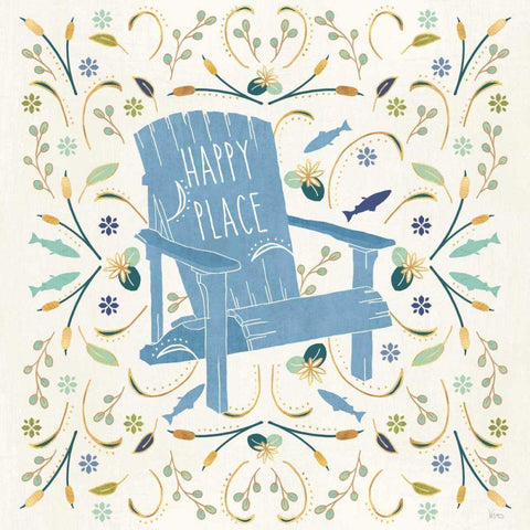 Otomi Lake IV Gold Ornate Wood Framed Art Print with Double Matting by Charron, Veronique