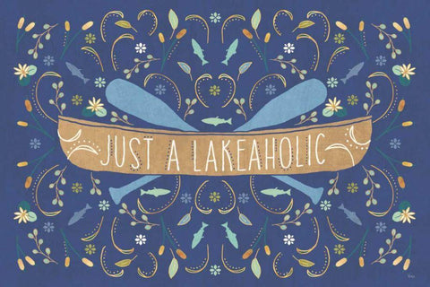 Otomi Lake I Dark Black Ornate Wood Framed Art Print with Double Matting by Charron, Veronique