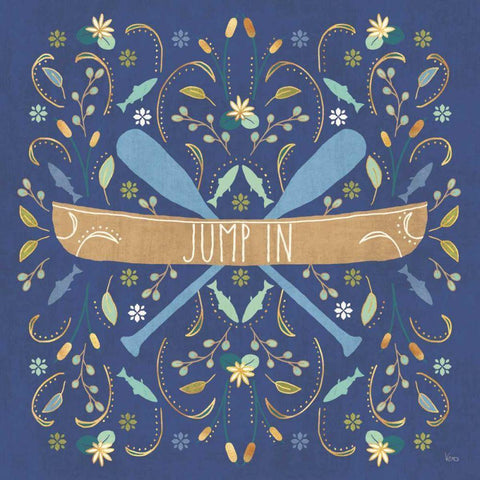 Otomi Lake III Dark Gold Ornate Wood Framed Art Print with Double Matting by Charron, Veronique