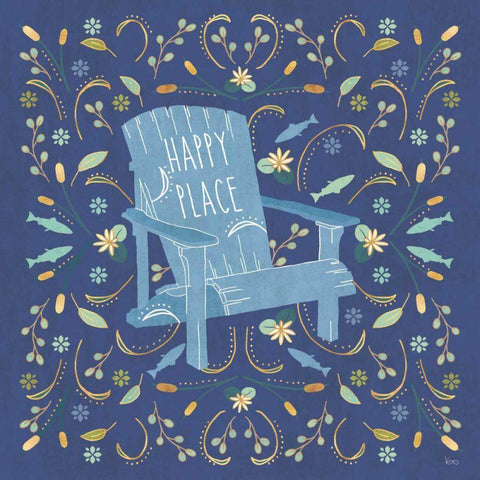 Otomi Lake IV Dark Black Ornate Wood Framed Art Print with Double Matting by Charron, Veronique