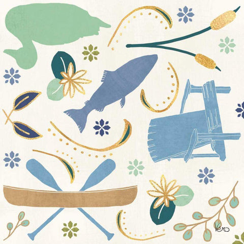 Otomi Lake Step 01A Black Ornate Wood Framed Art Print with Double Matting by Charron, Veronique