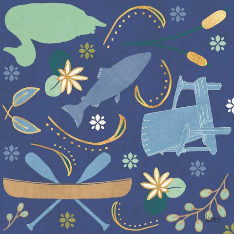 Otomi Lake Step 01B Black Ornate Wood Framed Art Print with Double Matting by Charron, Veronique