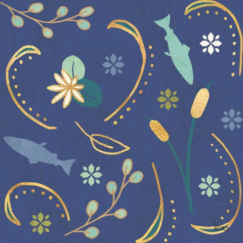 Otomi Lake Step 02B White Modern Wood Framed Art Print with Double Matting by Charron, Veronique