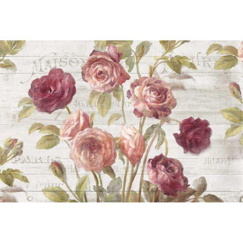 French Roses I Gold Ornate Wood Framed Art Print with Double Matting by Nai, Danhui