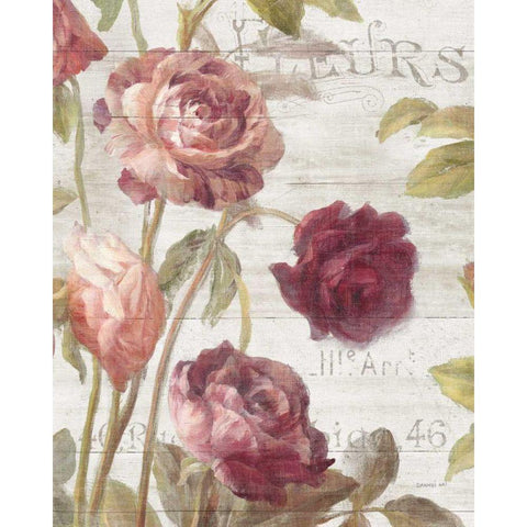 French Roses II Gold Ornate Wood Framed Art Print with Double Matting by Nai, Danhui
