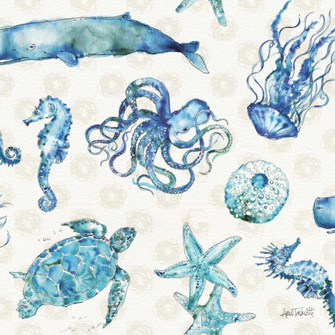 Deep Sea Step 01A White Modern Wood Framed Art Print by Tavoletti, Anne