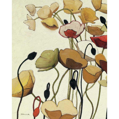 Pavots Ondule I White Modern Wood Framed Art Print by Novak, Shirley