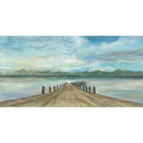 Lake Pier Black Modern Wood Framed Art Print with Double Matting by Vassileva, Silvia