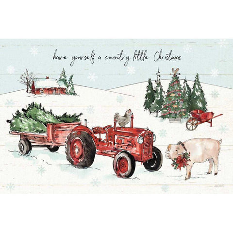 Holiday on the Farm I with Headlights Gold Ornate Wood Framed Art Print with Double Matting by Tavoletti, Anne