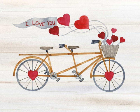 Rustic Valentine Bicycle White Modern Wood Framed Art Print with Double Matting by McKenna, Kathleen Parr