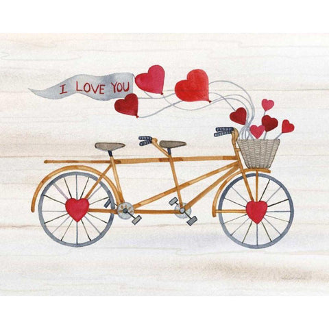 Rustic Valentine Bicycle White Modern Wood Framed Art Print by McKenna, Kathleen Parr