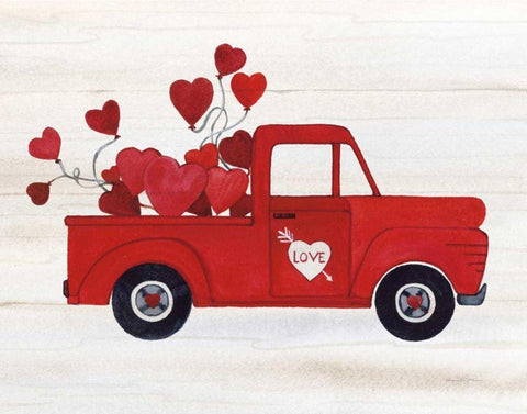 Rustic Valentine Truck White Modern Wood Framed Art Print with Double Matting by McKenna, Kathleen Parr