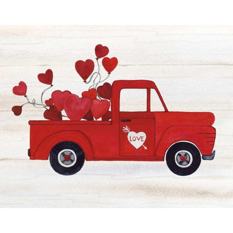 Rustic Valentine Truck White Modern Wood Framed Art Print by McKenna, Kathleen Parr