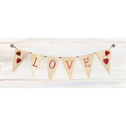 Rustic Valentine Banner II White Modern Wood Framed Art Print by McKenna, Kathleen Parr