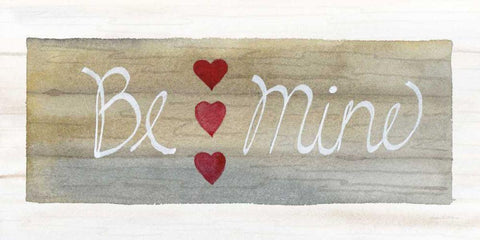 Rustic Valentine Be Mine White Modern Wood Framed Art Print with Double Matting by McKenna, Kathleen Parr
