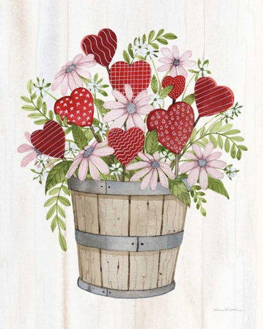 Rustic Valentine Bushel Basket Black Ornate Wood Framed Art Print with Double Matting by McKenna, Kathleen Parr