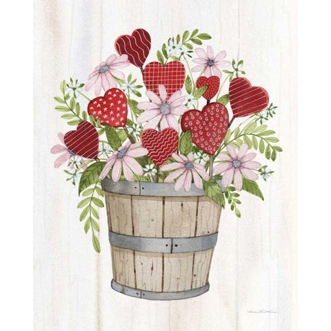 Rustic Valentine Bushel Basket Black Modern Wood Framed Art Print by McKenna, Kathleen Parr