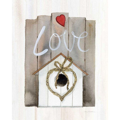 Rustic Valentine Birdhouse Black Modern Wood Framed Art Print with Double Matting by McKenna, Kathleen Parr