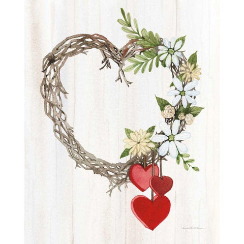 Rustic Valentine Heart Wreath II Black Modern Wood Framed Art Print by McKenna, Kathleen Parr