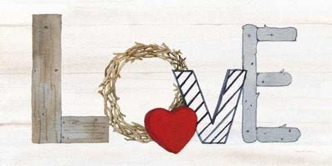 Rustic Valentine Love White Modern Wood Framed Art Print with Double Matting by McKenna, Kathleen Parr