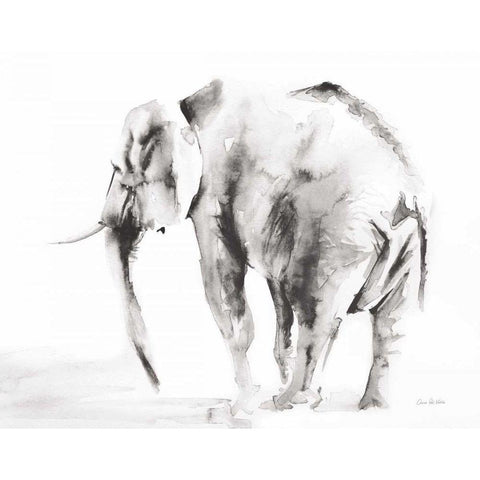 Lone Elephant Gray Crop White Modern Wood Framed Art Print by Valle, Aimee Del